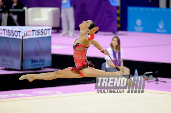 İlk Avropa Oyunlarında bədii gimnastika üzrə təsnifat yarışları keçirilir. Bakı, Azərbaycan, 19 iyun 2015